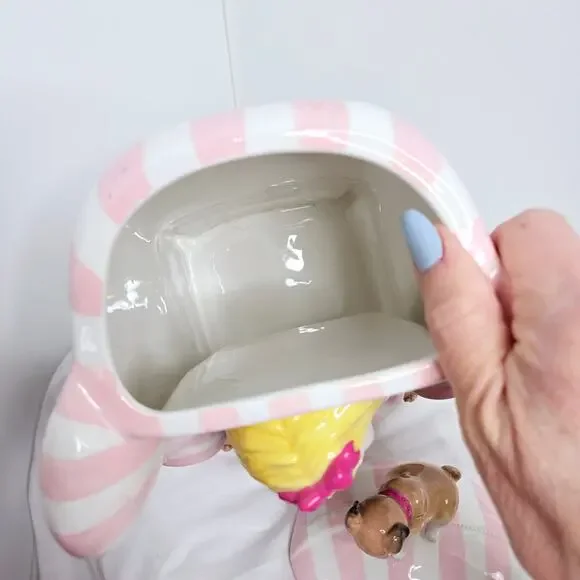 Eloise Cookie Jar from Department 56 striped Vintage y2k chair pets pink white - Picture 6 of 17